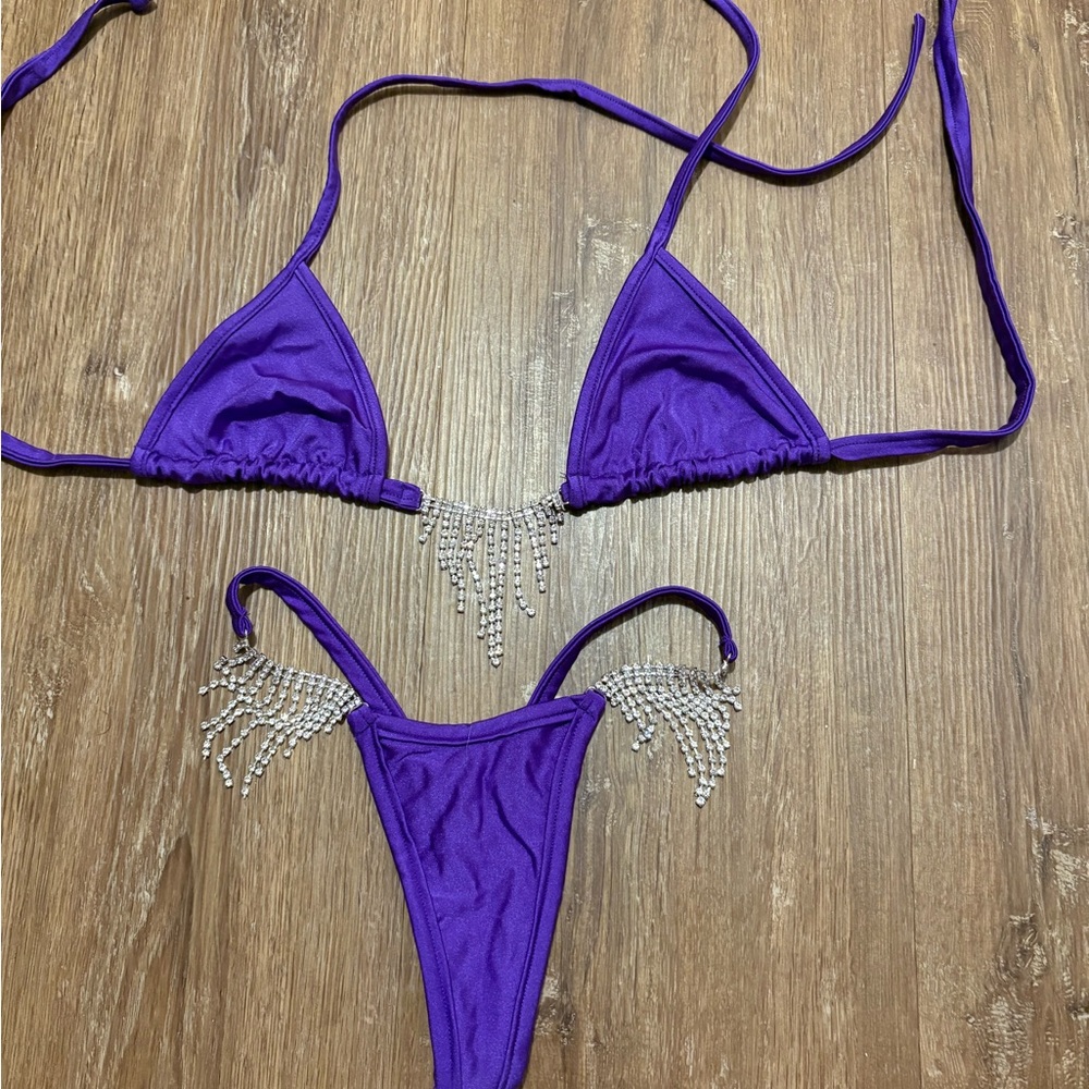 Purple Bikini with Rhinestone Accents